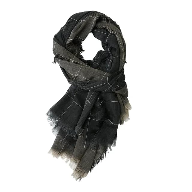 【Jun Jun】棉麻質感個性圍巾 色織雙色拼接圍巾(男士圍巾)