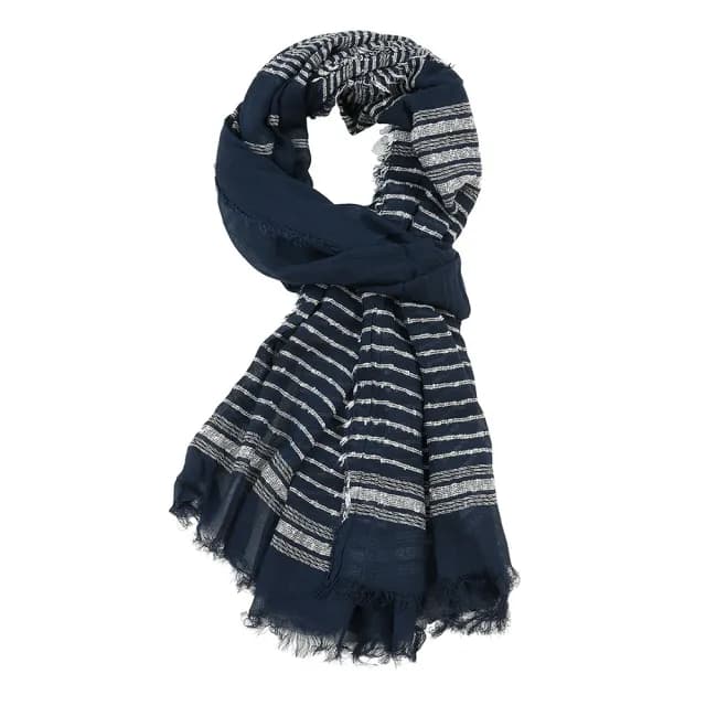 【Jun Jun】棉麻質感個性圍巾 色織雙色條紋圍巾(男士圍巾)