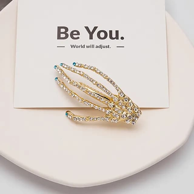 【橘魔法】（4入）萬聖節 服裝 角色扮演 水鑽骨頭手指髮夾(飾品 髮飾 裝飾 裝扮 節慶 童裝 女童 兒童 大人)