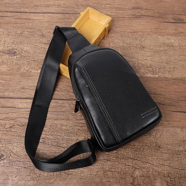 【巴黎精品】父親節禮物 真皮胸背包胸包真皮革側背包隨身包包(牛皮復古防盜單肩斜背男包包a1hi44)