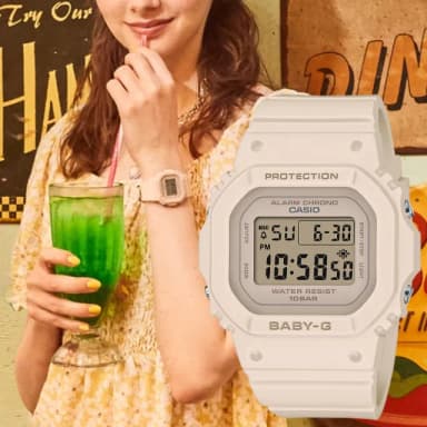【CASIO 卡西歐】學生錶Baby-G 奶茶色 纖薄輕巧電子錶- 送禮 禮物 推薦(BGD-565U-4)