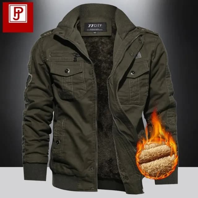 【巴黎精品】父親節禮物 軍裝外套復古工裝古著(棉質加絨修身工裝男夾克3色a1hg52)