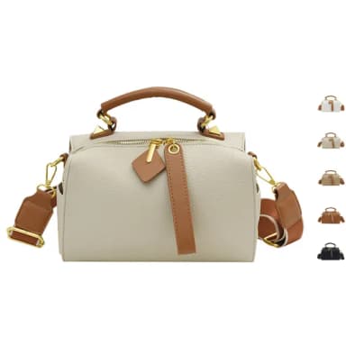 【Rosse Bags】母親節禮物 質感潮流配色軟皮手提肩背枕頭包(現+預  白色 / 灰色 / 卡其色 / 棕
