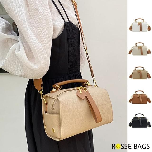 【Rosse Bags】母親節禮物 質感潮流配色軟皮手提肩背枕頭包(現+預  白色 / 灰色 / 卡其色 / 棕