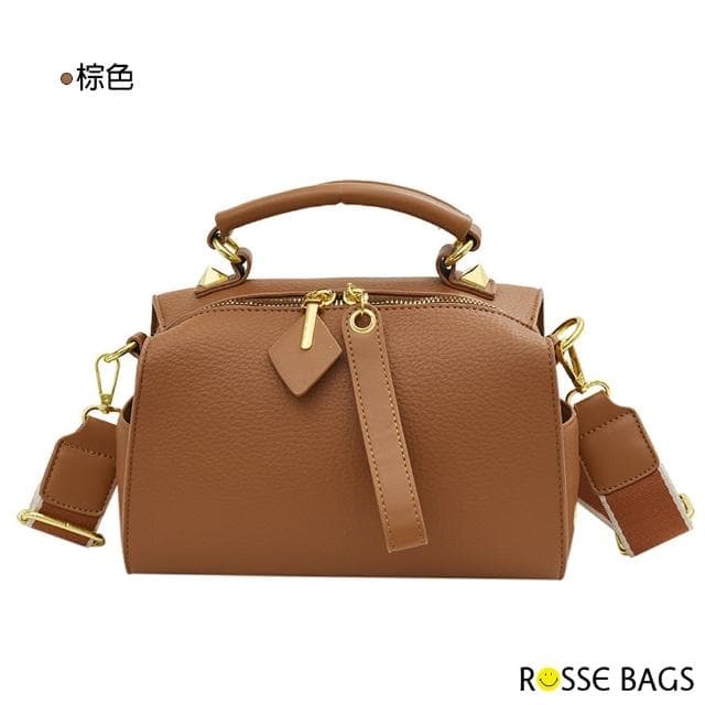 【Rosse Bags】母親節禮物 質感潮流配色軟皮手提肩背枕頭包(現+預  白色 / 灰色 / 卡其色 / 棕