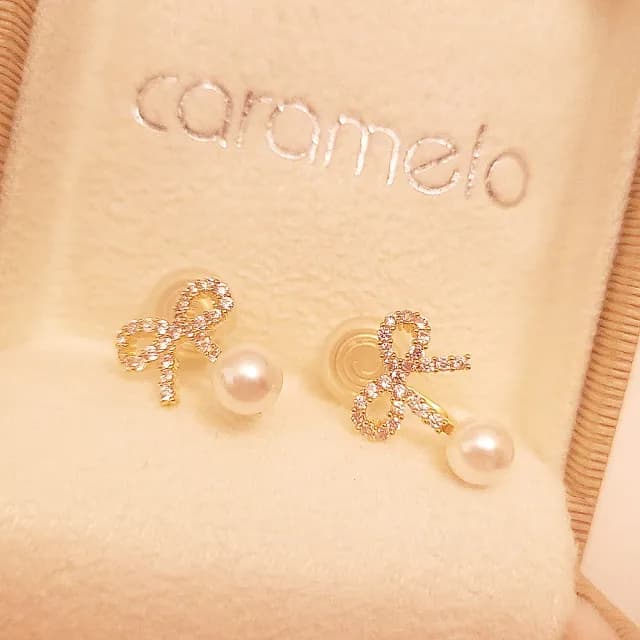 【焦糖小姐 Ms caramelo】夾式耳環(貝珠+鋯石耳環)