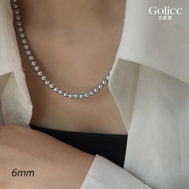 【Golicc】項鍊 最愛經典 珍珠 麻灰色(母親節 生日 情人節 鎖骨鍊 項鍊 飾品 禮物)