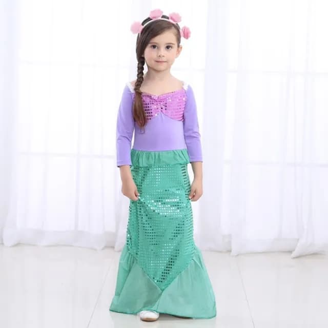 【橘魔法】萬聖節服飾 美人魚洋裝+貝殼髮箍(造型服 套裝 角色扮演 cosplay 表演 女童 兒童 童裝)