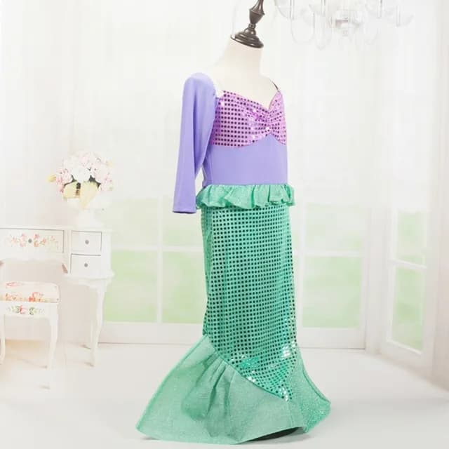 【橘魔法】萬聖節服飾 美人魚洋裝+貝殼髮箍(造型服 套裝 角色扮演 cosplay 表演 女童 兒童 童裝)