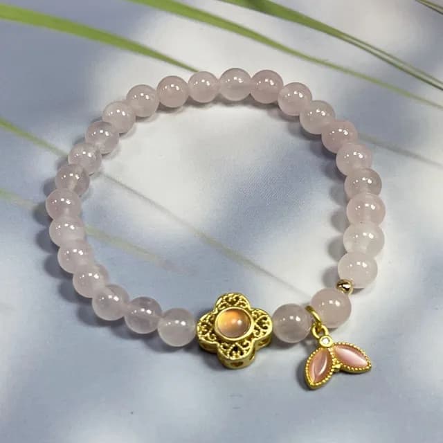 【卡樂熊】粉晶魚尾透澈造型手鍊(天然水晶手鍊)