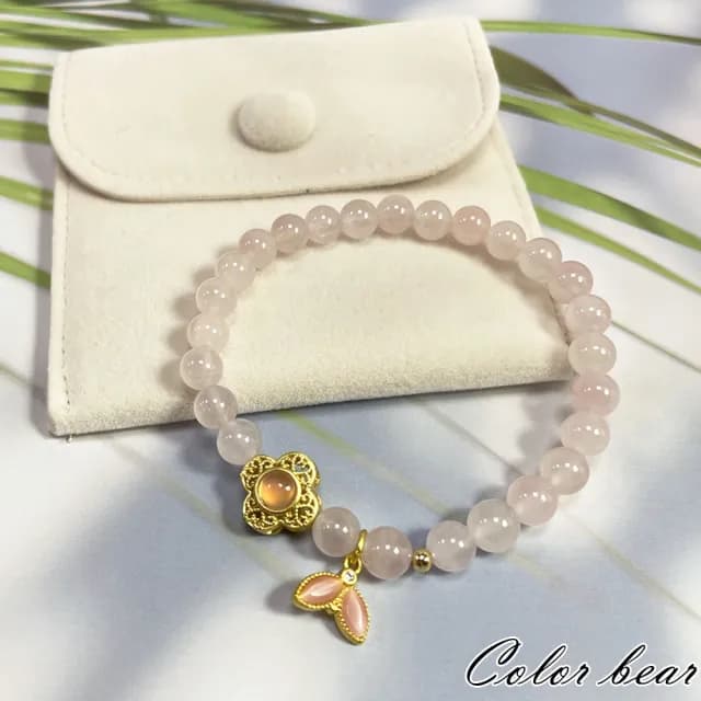 【卡樂熊】粉晶魚尾透澈造型手鍊(天然水晶手鍊)