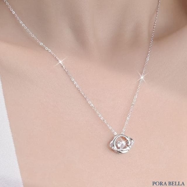 【Porabella】S925純銀鋯石項鍊 星河之心項鍊 鎖骨鏈 跳動的心粉鑽項鍊 七夕禮物 送女友 Necklace