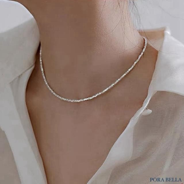 【Porabella】S925純銀項鍊 幾何碎銀項鍊 冷淡風鎖骨鏈 高級感 ins風頸鍊 純銀項鍊 Necklace
