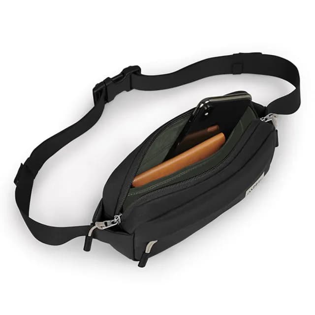 【Osprey】情人節禮物 Arcane Waist 隨身輕便腰包 復古黑(胸包 運動腰包 旅行腰包)