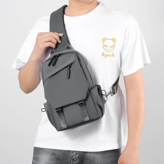 【Janyo】時尚男士機能斜跨包 輕便斜背包 戶外休閒胸包 手提包 牛津布單肩包 交換禮物