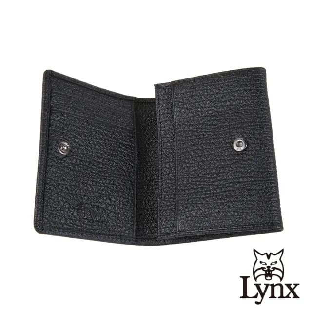【Lynx】美國山貓大象紋進口牛皮2卡名片夾皮夾短夾錢包男夾(黑色)