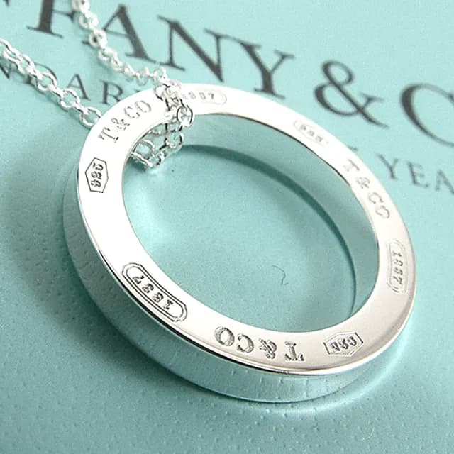 【Tiffany&Co. 蒂芙尼】1837系列925純銀圓戒墜飾項鍊