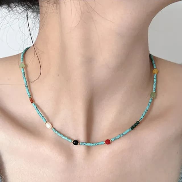 【KT DADA】情人節禮物 項鍊 串珠項鍊 珍珠項鍊 瑪瑙手鍊 寶石項鍊 法式項鍊 復古項鍊 細項鍊 韓國鎖骨項鍊
