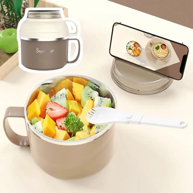 【宿舍上班】304不鏽鋼雙層帶蓋帶勺泡麵碗(防燙飯盒 手提碗 學生 餐盒 便當盒 湯碗 野餐露營 環保餐具)