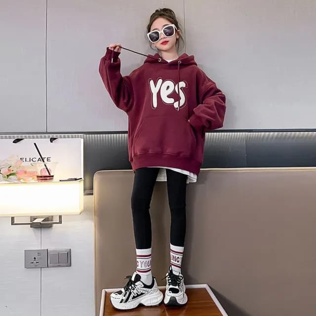 【小衣衫童裝】中大男女童秋冬yes連帽長袖上衣(1130902)