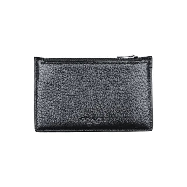 【COACH】荔枝紋皮革證件名片夾卡夾零錢包(黑色)