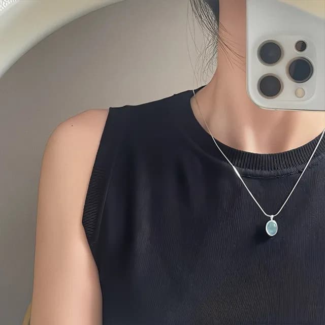 【MoonDy】雙11 項鍊 短鍊 橢圓項鍊 水滴鎖骨鏈 水滴項鍊 藍色項鍊 蛇骨鍊 閨蜜項鍊 情人節禮物