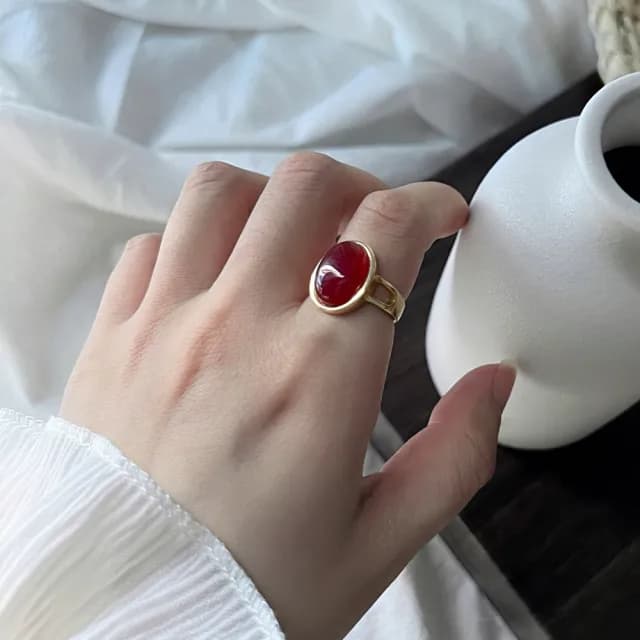 【KT DADA】情人節禮物 925 純銀戒指 瑪瑙戒指 可調式戒指 復古戒指 婚禮小物 女友禮物 女生禮物  戒指