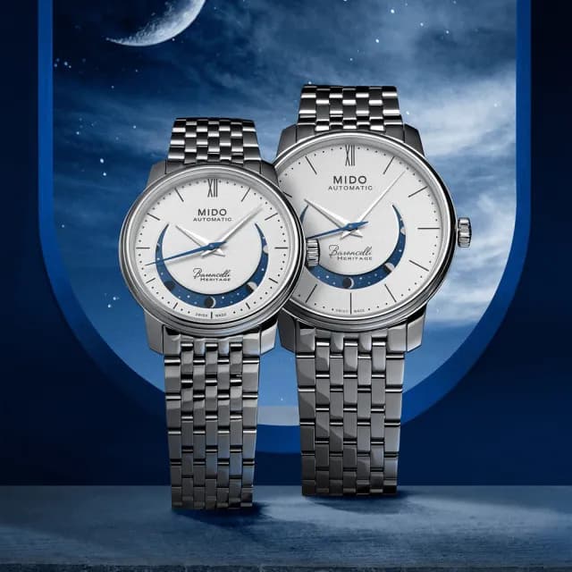 【MIDO 美度】官方授權 Baroncelli 永恆系列 微笑月相機械女錶-33mm 手錶 禮物 推薦(M0272071101001)