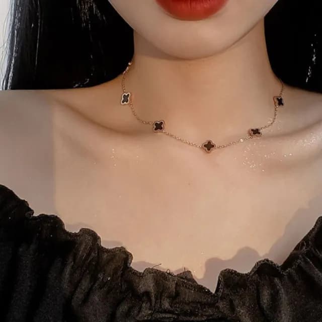 【Penny珮妮】鈦鋼18K玫瑰金四葉草項鍊(母親節禮物/交換禮物/送女友/送閨蜜/生日禮物)