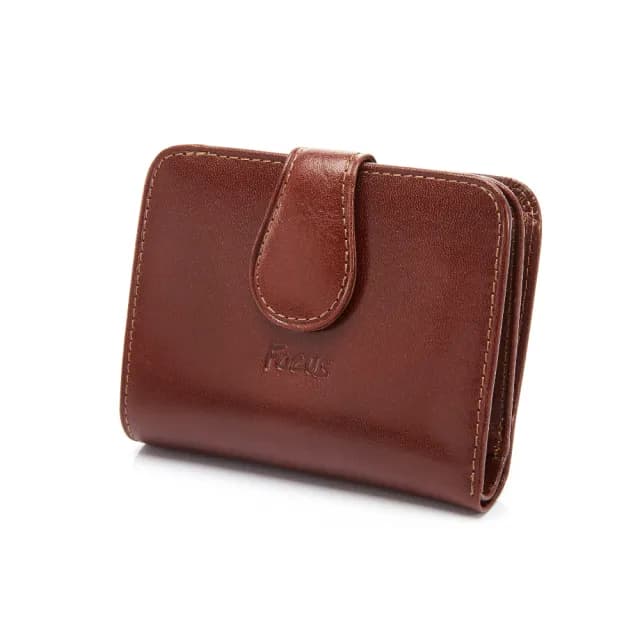 【FOCUS】真皮包包 壓扣零錢包女短夾FTC3303(義大利植鞣革/頭層牛皮/真皮包包 女夾)