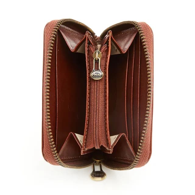 【FOCUS】真皮4卡拉鍊短夾/大零錢包FTA2068(真皮包包 義大利植鞣革/頭層牛皮/真皮皮夾)