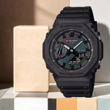 【CASIO 卡西歐】G-SHOCK 彩色磚牆系列 八角雙顯手錶 學生錶 送禮 禮物 推薦(GA-2100RW-1A)