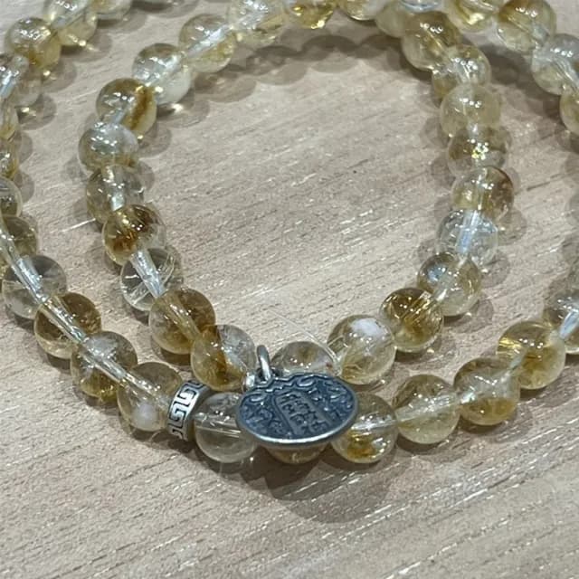 【Penny珮妮】招財黃阿賽雙圈塔晶共生s925銀手鍊6mm(生日禮物/母親節/閨密送禮/交換禮物/情人節)
