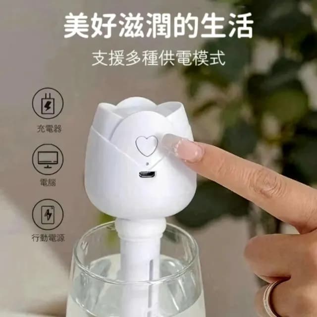 永潤款玫瑰無線加濕器 隨機加贈一瓶澳洲精油(薰香擴香 加濕器 精油香氛)