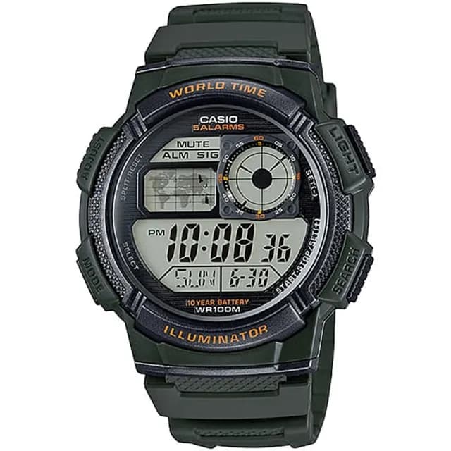 【CASIO 卡西歐】10年電力世界時間計時錶(AE-1000W-3A)