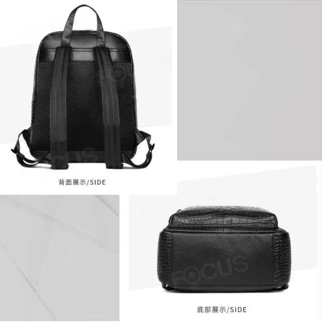 【BAGGLY&CO】情人節禮物 真皮 史特拉鱷魚壓紋頭層牛皮男士後背包(真皮包包 防輕潑水包 商務包 頭層牛皮)