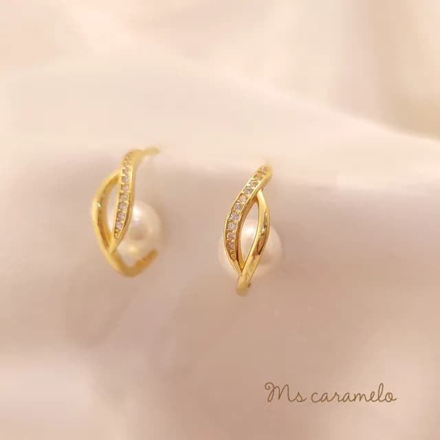 【焦糖小姐 Ms caramelo】鋯石耳環(鋯石&貝珠 耳環)