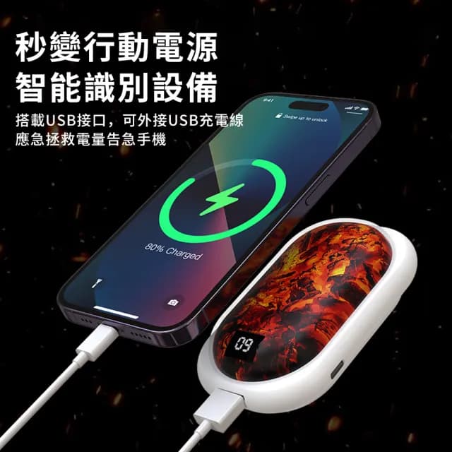 【TLYS-J】炭火雙面發熱暖手寶 USB充電式暖手蛋 三檔溫控暖暖寶 電暖蛋 生日禮物(N21)