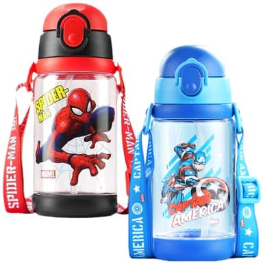 【TDL】漫威英雄蜘蛛人兒童水壺彈跳吸管直飲水壺附背帶520ml 463731(生日禮物 聖誕節 平輸品)