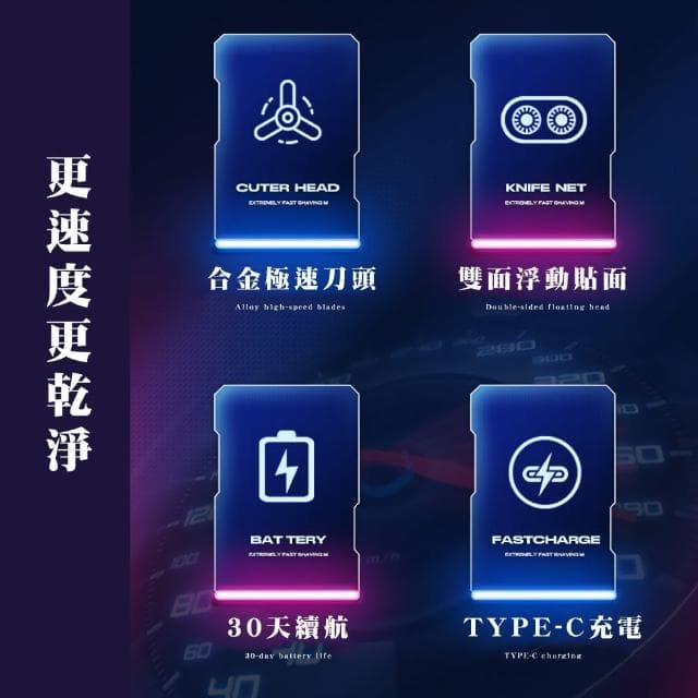 【跑車系列】極速效能雙刀頭快充電鬍刀(浮動貼面 隨身 電動刮鬍刀 剃鬍刀 剃刀 男士 男友 生日禮物)