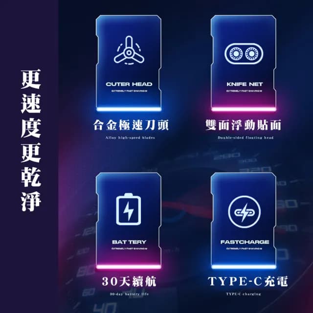 【跑車系列】極速效能雙刀頭快充電鬍刀(浮動貼面 隨身 電動刮鬍刀 剃鬍刀 剃刀 男士 男友 生日禮物)