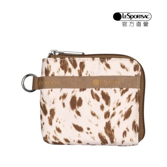 【LeSportsac官方直營】輕量尼龍 極簡輕薄錢包(1112 抽象鹿紋)