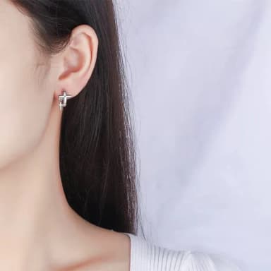 【A&R】S925純銀雙十字架垂墜耳扣款耳環(男女適用 抗過敏 個性 嘻哈 耳圈 情人節 生日 禮物)