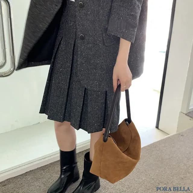 【Porabella】秋冬簡約休閒款 絨面復古拼接手提包單肩包 ins風 送女友 情人節禮物首選 Bags