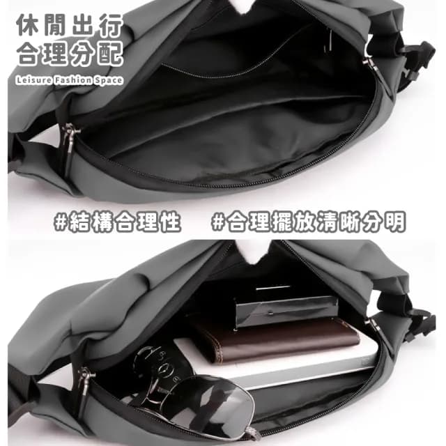 【跳脫框架】情人節禮物 分層大容量男士時尚防水包 斜挎包(旅遊包 戶外斜背包 運動跑步 手機腰包