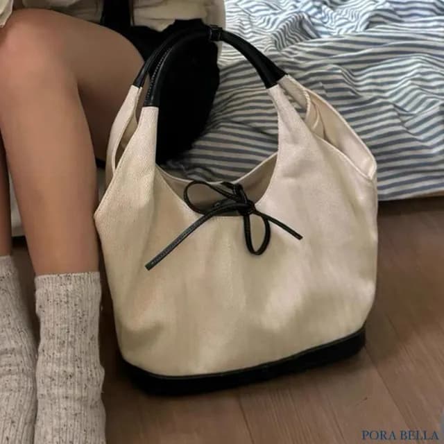 【Porabella】簡約休閒 復古拼接帆布托特包 ins風 送女友 情人節禮物首選 Backpack Bags