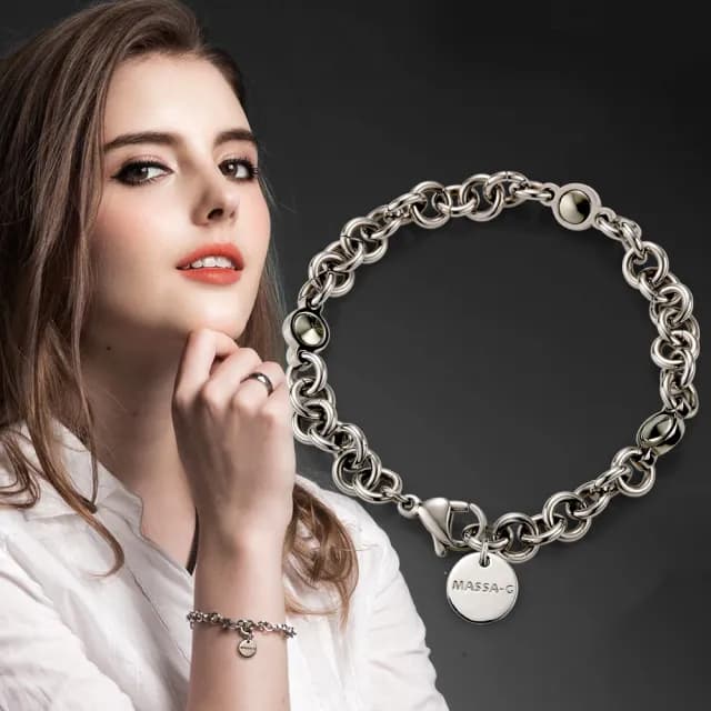 【MASSA-G】IRIS艾莉斯金屬鍺錠白鋼手鍊