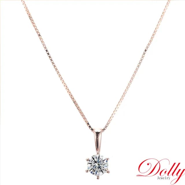 【DOLLY】0.50克拉 天然鑽石完美車工18K玫瑰金鎖骨鍊-015(母親節 長輩送禮 交換禮物首選)
