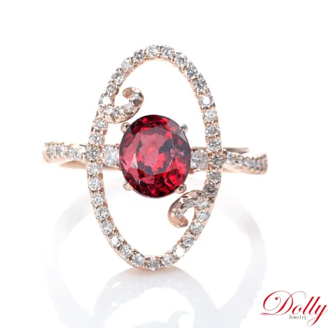 【DOLLY】2克拉 天然尖晶石鑽石戒指(母親節 長輩送禮 交換禮物首選)