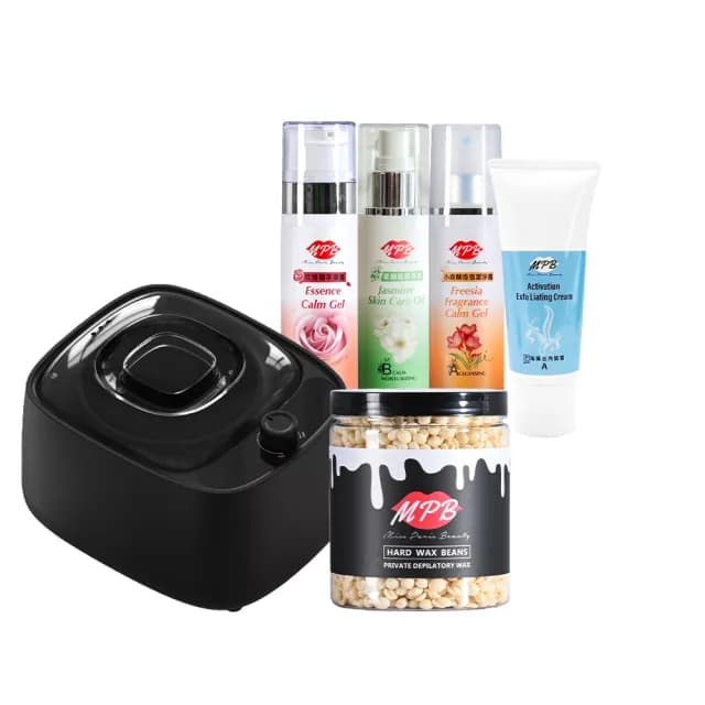 【MPB 巴黎小姐】頂級私密熱蠟除毛保養去角質套組_內崁式不沾鍋(蜜蠟 蠟豆 雷射 電動刀儀 母親節禮物)
